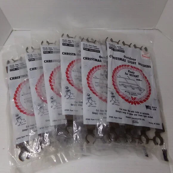 New Outdoor 6 Packages Of 16 Christmas Light Holders For Gutters Clip And Use