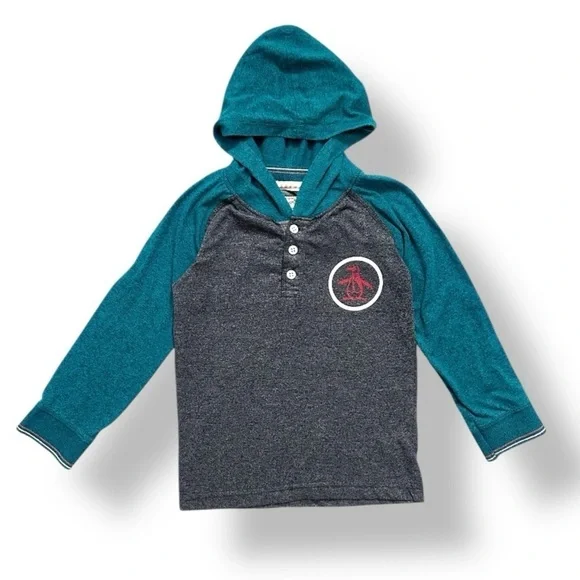 Original Penguin | Color Black Long Sleeve Hooded Tee (4) 🐧