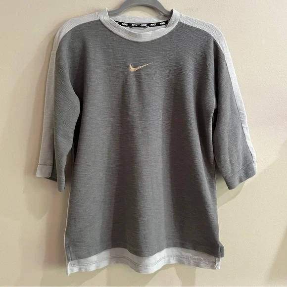 Nike Kids Grey Dri Fit 3/4 Sleeve Top