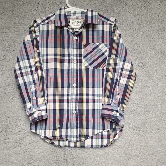 PLACE Boys Plaid Button Down Shirt 4T Long Sleeve Cotton Casual‎