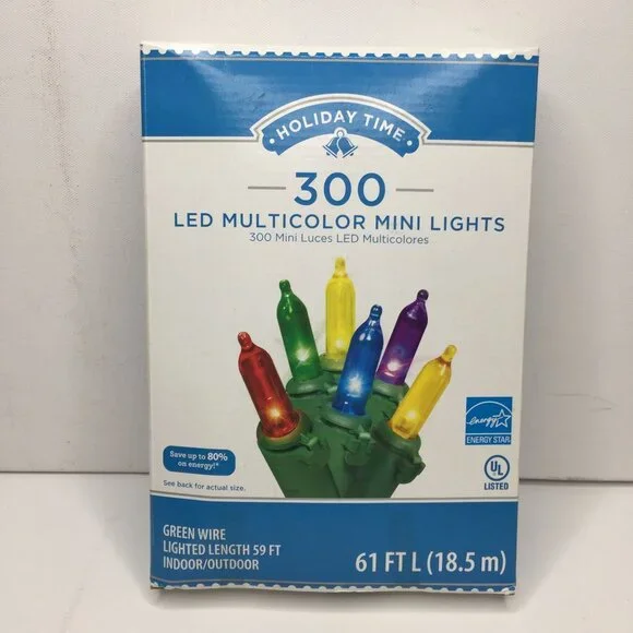 300 Mini LED Multi Color Christmas Lights 61' Green Wire Wedding Indoor Outdoor