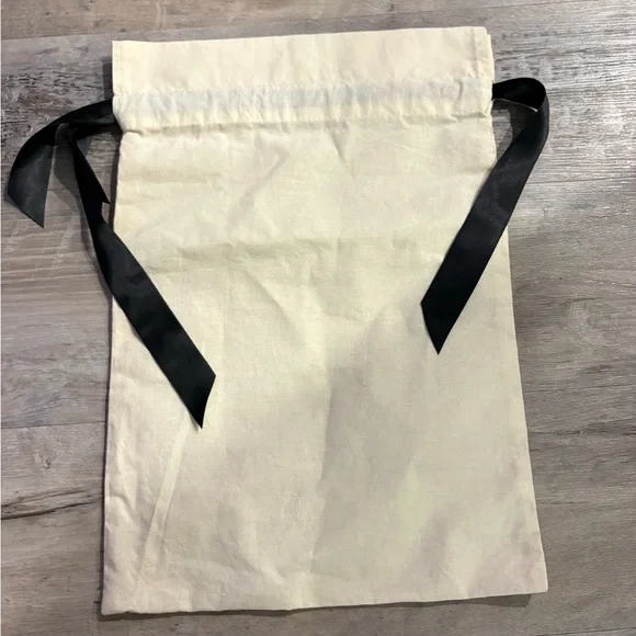 Cream Drawstring Bag with Black Ribbon
