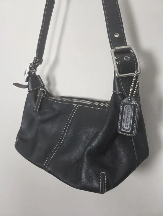 Vintage Y2K Coach 9564 Black Leather Legacy Demi Hobo Shoulder Bag