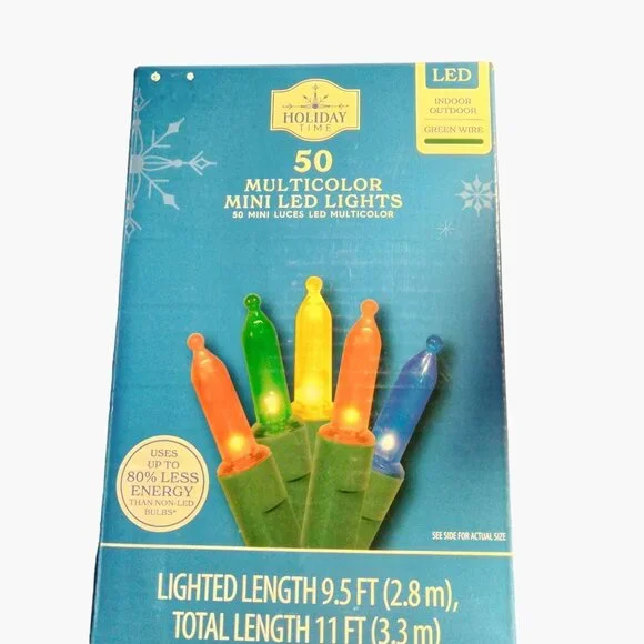 Holiday Time Multicolor Lights indoor Outdoor 50 ct Wedding Patio Green cord LED