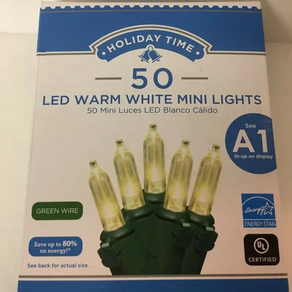 LED 50 Warm White Mini Christmas Lights 10.5' Green Wire Wedding Indoor Outdoor