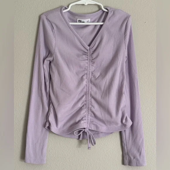 Ruched Lavender Long Sleeve Top