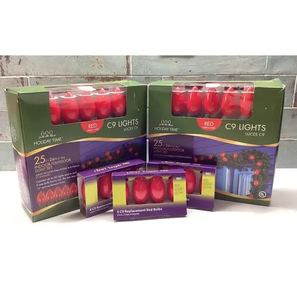 Vintage Indoor/outdoor Christmas lights 25ct 24ft RED NEW
