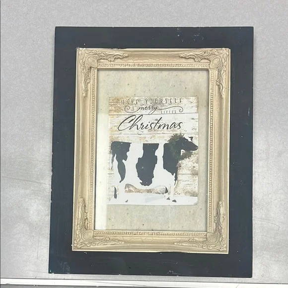 Rustic Christmas Cow Wall Art