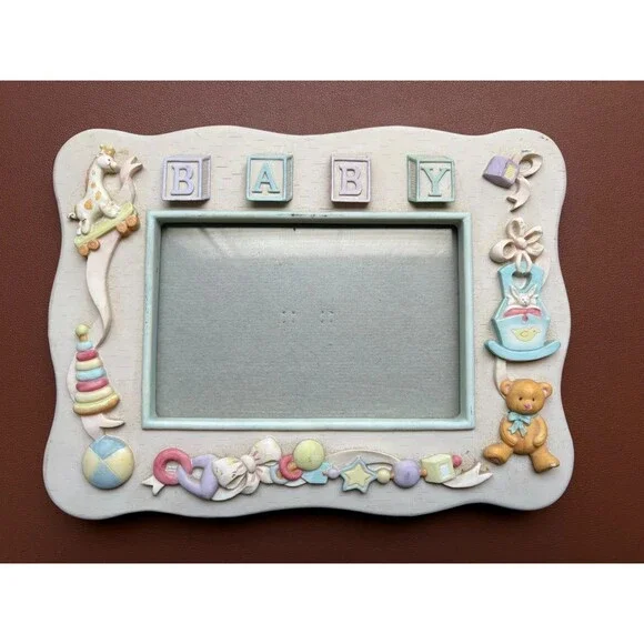 Vintage Russ Berrie & Co, Inc 3D Baby Block Letters Photo Frame Nursery Gift