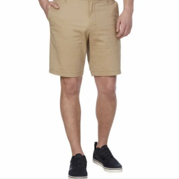 NWT IZOD Men's Stretch Short Relaxed-Flat Front Khaki Casual Size 38