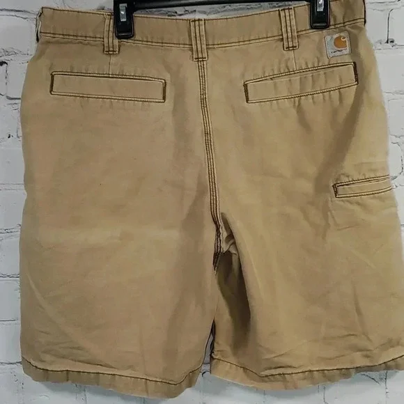 Carhartt Men's Cargo Shorts Size 36 Relaxed Fit Tan Flat Front Canvas Duck