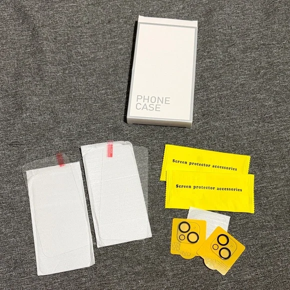 iPhone 15 glass screen protector & camera protector (set of 2) in box