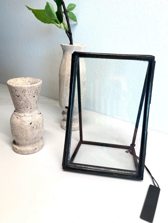 Magnolia Distressed Black Metal Floating Glass 4x6 Picture Frame