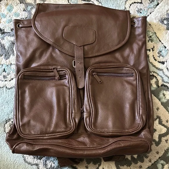Brown Leather Men's Backpack