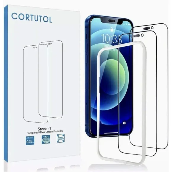 Glass Screen Protector CORTUTOL Dustproof Upgrade，Compatible with iPhone 12 /iPh