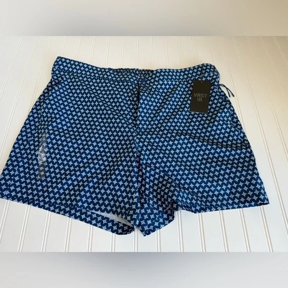 VRST Men's 6” Inseam Resort Short Relaxed Blue Printed XXL 2XL NEW. 1116