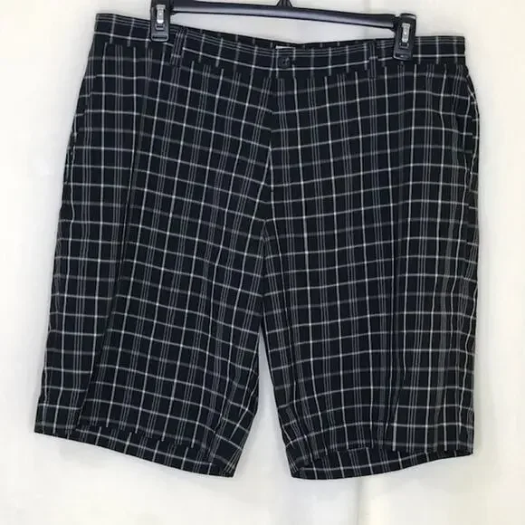 Adidas black white plaid shorts men's size 40 (inseam 11