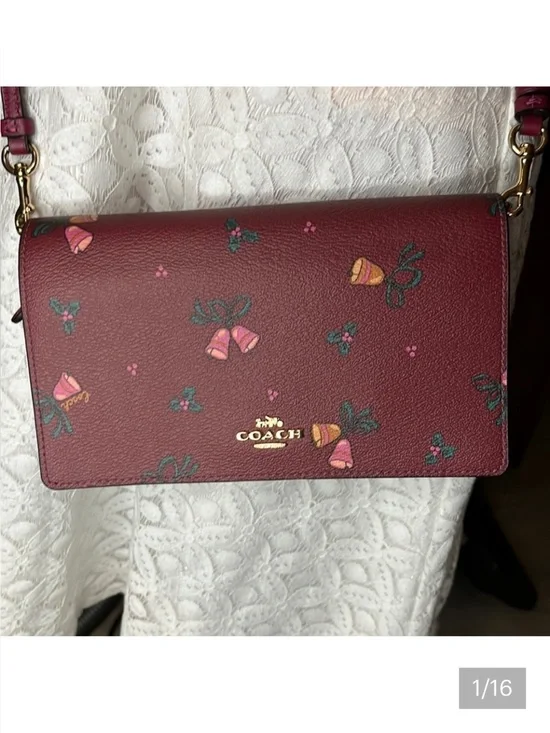 Coach Holiday Bells Crossbody bag Wallet Clutch coated canvas Collectible NWT