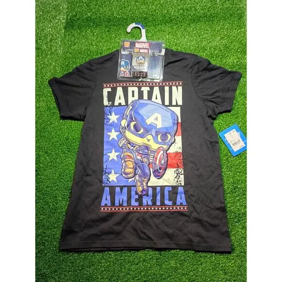 Funko Pop! & Tee Marvel Captain America Set - New!
