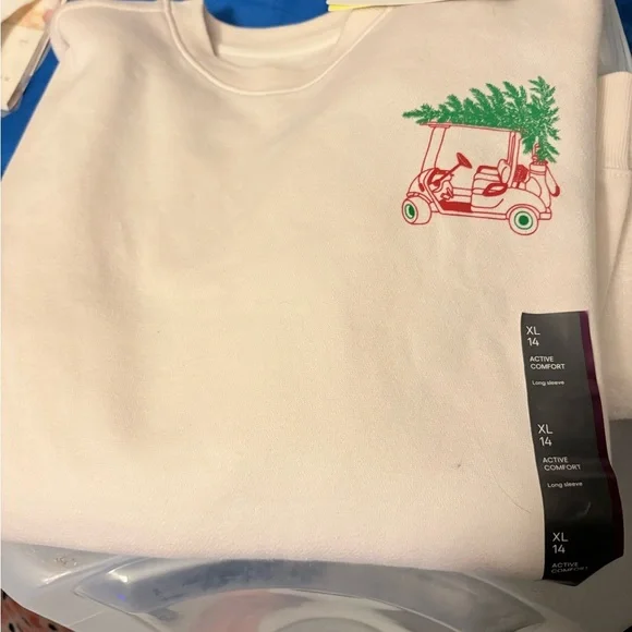 Kids Cream Sweatshirt with Fun Golf Cart Print