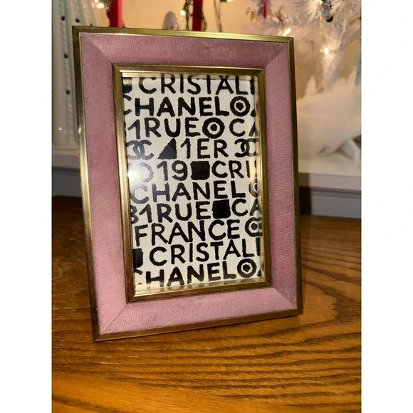 Pink Velvet Gold Trim Chanel Paris Rue Cambon Style Photo Frame Display