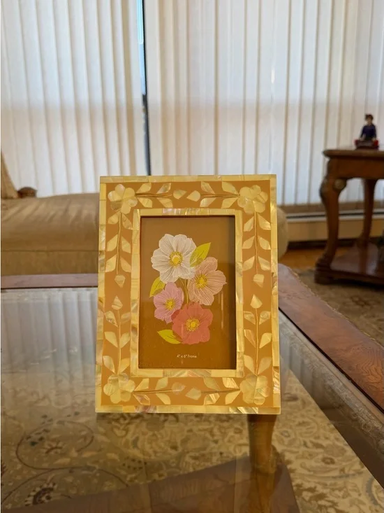 Paper Source Gold Floral Inlay - 4x8 Picture Frame