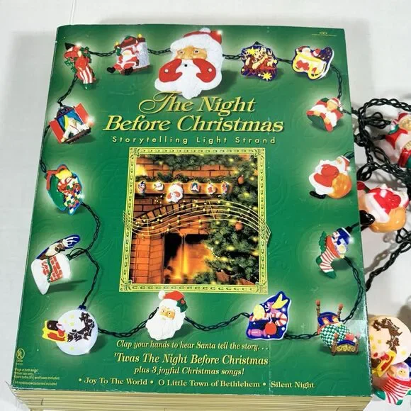 Vintage The Night Before Christmas Storytelling Light Strand Music Works Video