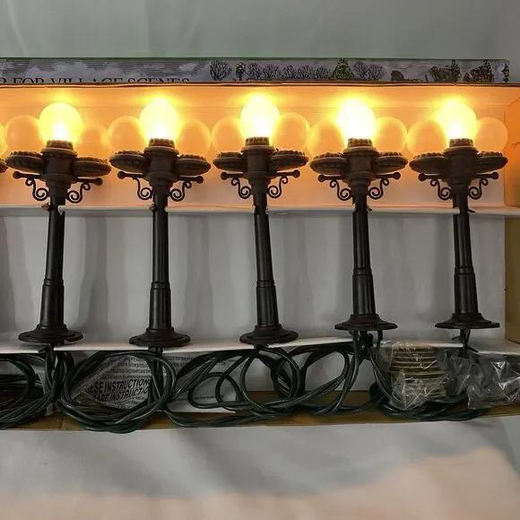 Vtg Kurt Adler 10 Victorian Street Light Set For Christmas Village or Tree NIB