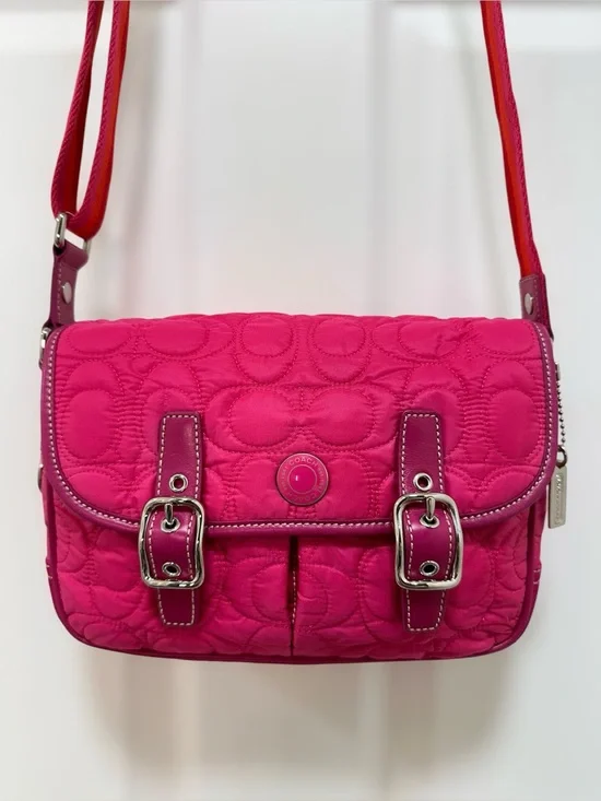 Coach Quilted Signature Nylon Field Bag Pink Crossbody Vintage Y2K