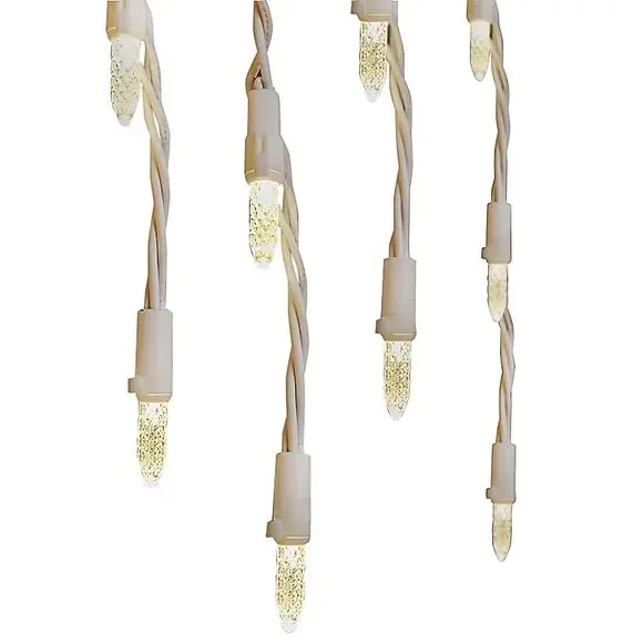 GE Warm White LED Energy Smart 150Ct Christmas Wedding Icicle Lights Faceted New