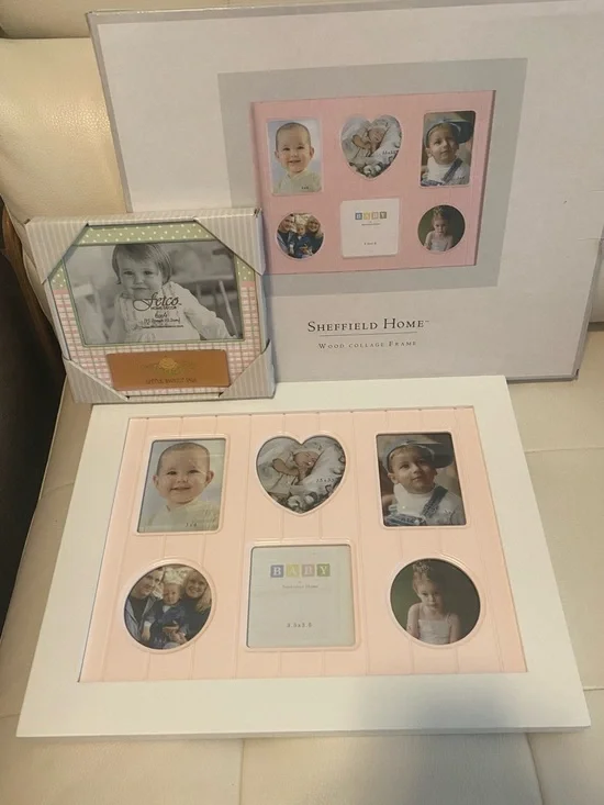 1-Sheffield Home Pink and White Baby Photo Collage Frame & 1- Small One to Match