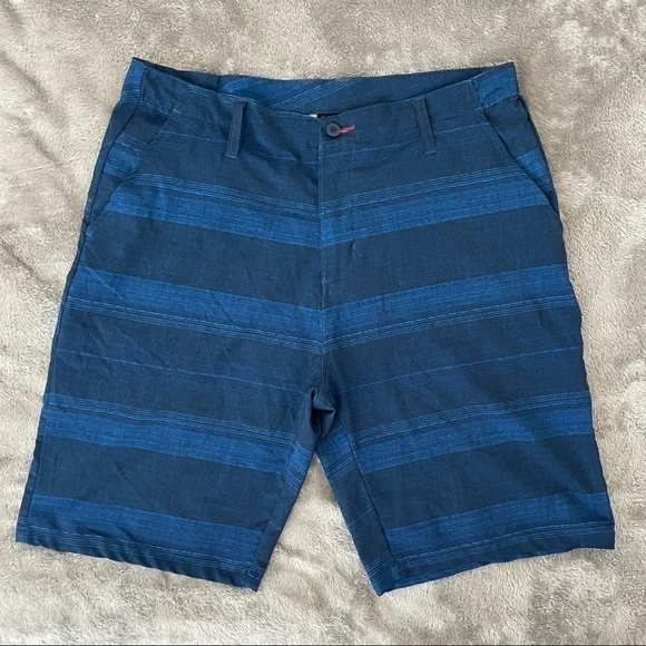 Burnside Blue Horizontal Striped Hybrid Shorts Size 36 Men's Board Shorts