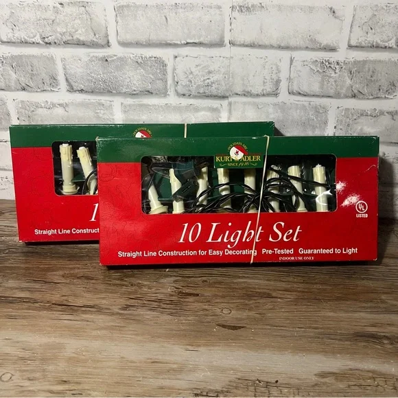 Vtg Kurt Adler Clip-On Candle Light String Set Christmas 2 Box Sets Of 10 Lights