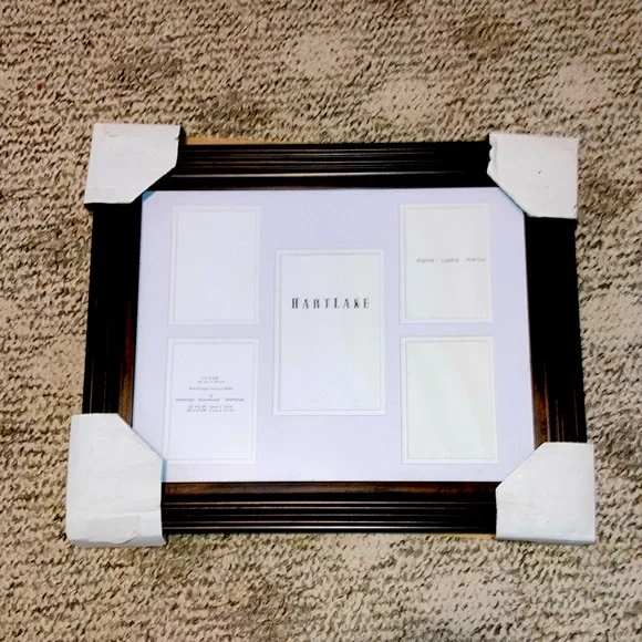 Dark Brown HartLake Wood Glass Photo Frame NWT 11”x14”w/ 5 smaller frames
