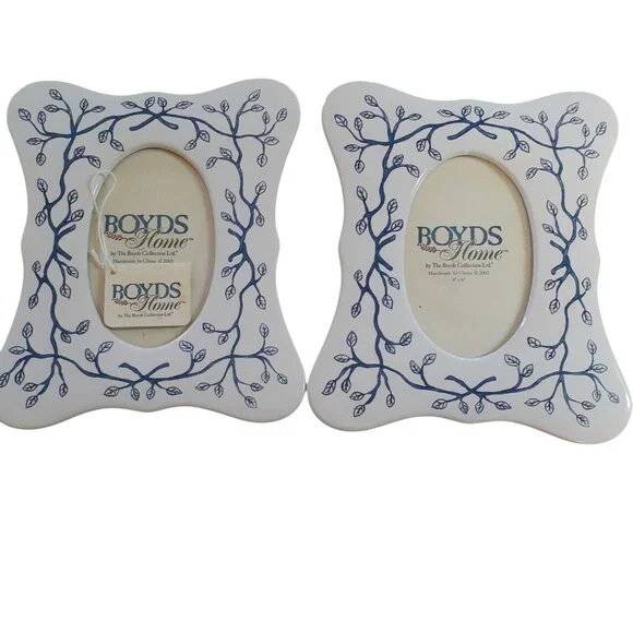 Boyds at Home Collection Chintz Stoneware Picture Frames Floral Design 2 NEW