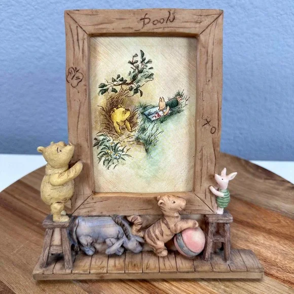 VTG Disney Classic Winnie the Pooh Charpente 3D Resin Picture Frame Nursery RARE