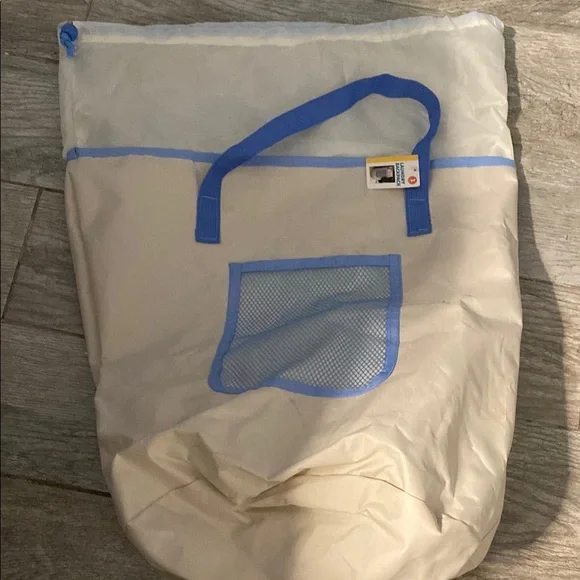 Beige and Blue Garment Bag