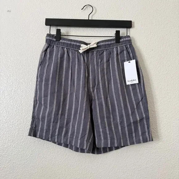 Goodfellow & Co The Vacay Pull-On Shorts Linen Blend gray stripe 7” inseam