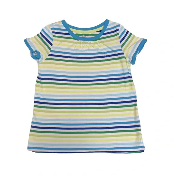Lands End Girls Short Sleeve Cotton Striped Top Size Small (7/8)