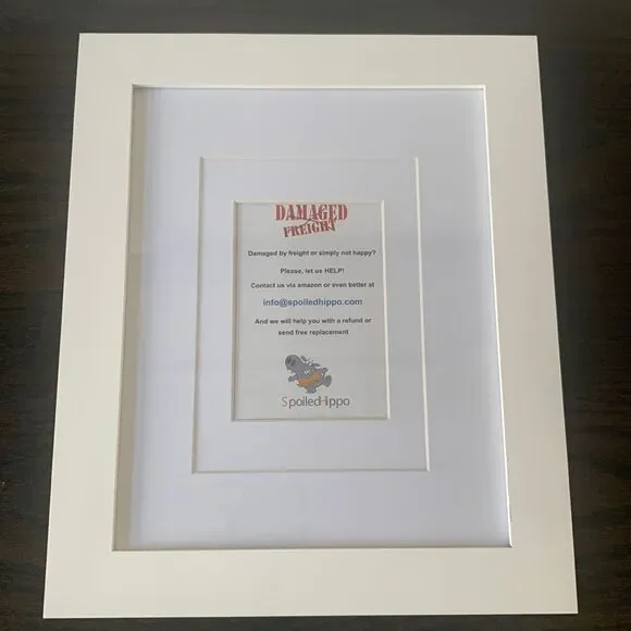 Set of 2 White Wood 8x10 Gallery Frames – Matted for 5x7 or 3x5