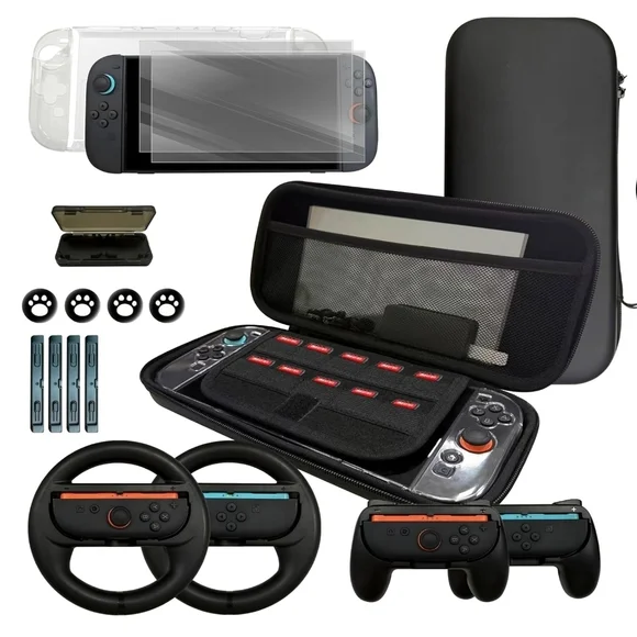 Handheld Gaming Case with Accessories - Black