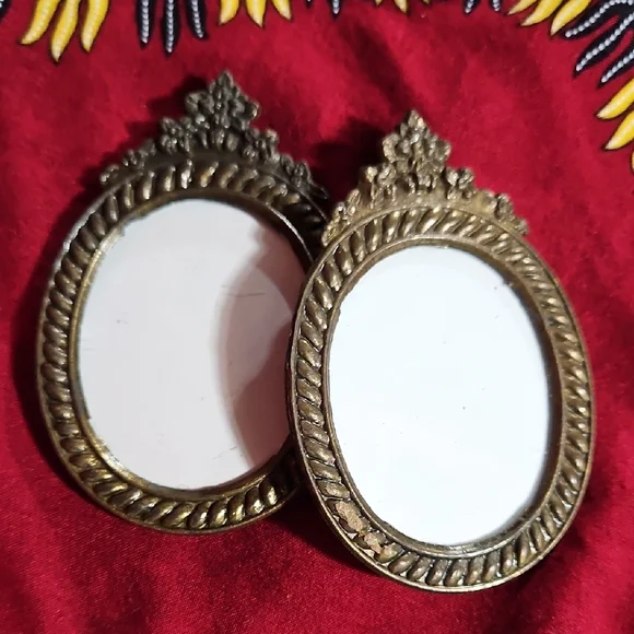 Vintage Ornate Italian Brass Oval Frames, Set of Two