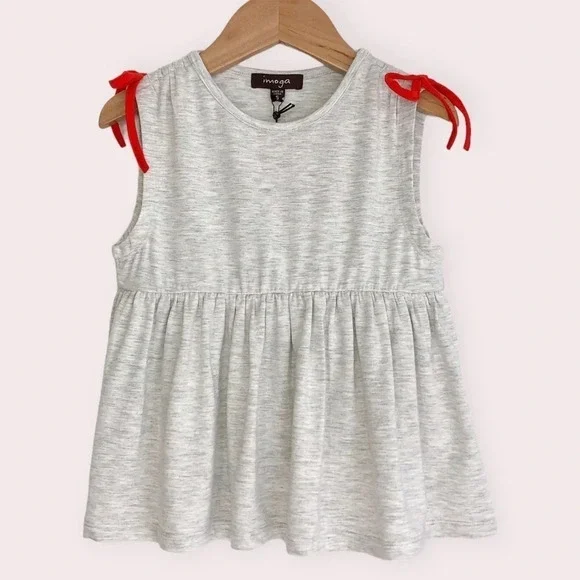 NWT Imoga shirt Cora‎ sleeveless gray with orange bows size 5 years