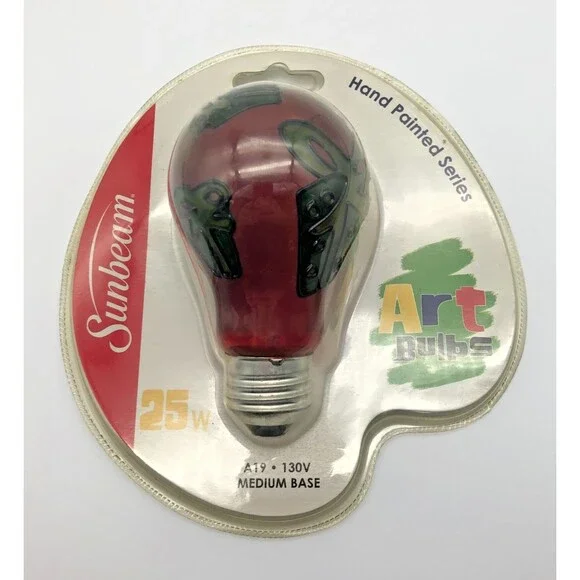 NEW Sunbeam Art Bulbs Hand Painted Series Red Green Present Christmas Holiday