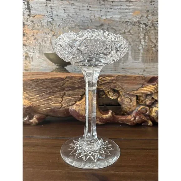 Elegant antique American Brilliant Period–style cut crystal compote heavy