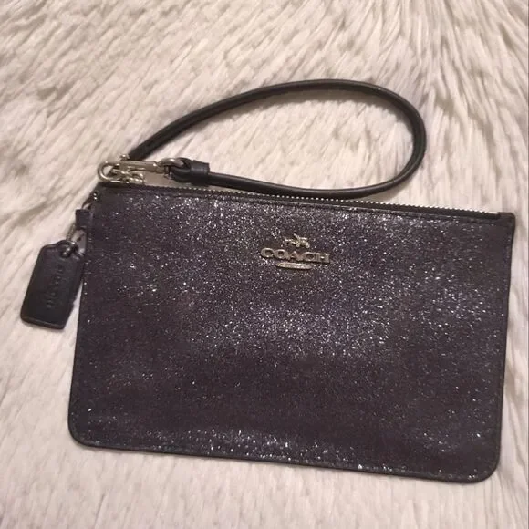 Coach Dark Gray Glitter Wristlet
