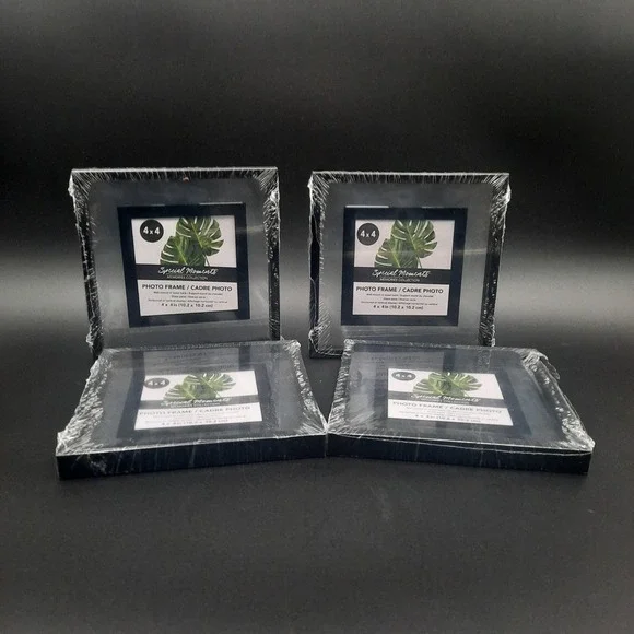 4x4 Photo Frame Special Moments Memories Collection Black‎ Wall Mount or Easel