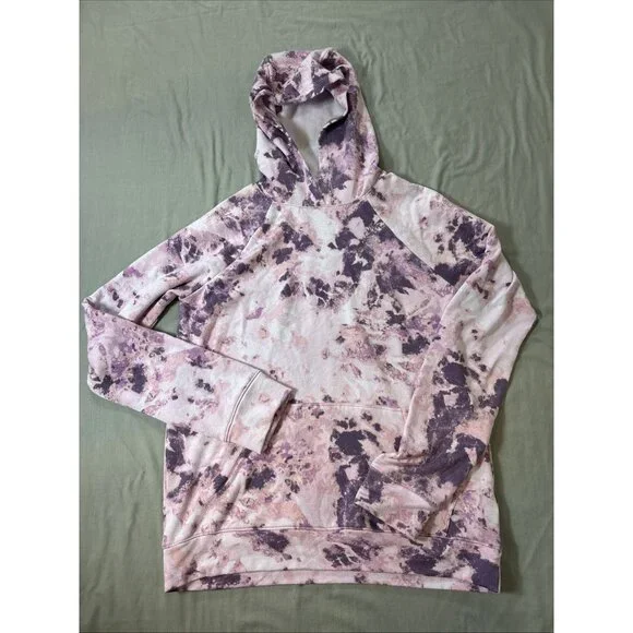 Athleta Girl in Your Element 2.0 Hoodie Moonstone Pink Purple White Dye XXL 16