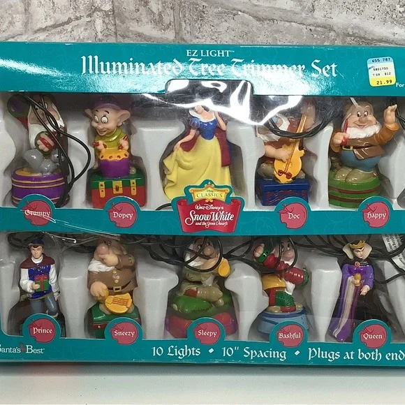 Snow White & and the 7 Seven Dwarfs Christmas Tree String Lights Santa's Best