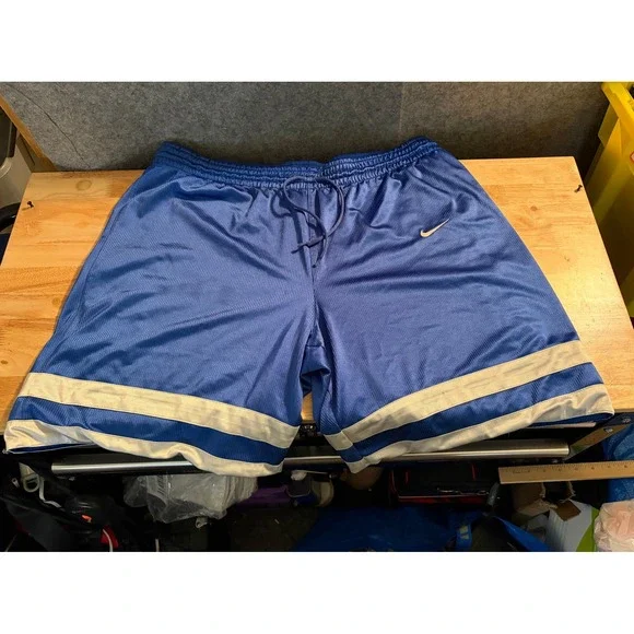 Vintage Nike Basketball Shorts Mens XL Reversible Blue Mesh White Stripe Swoosh